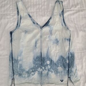 NEW True Religion raw edge tank in acid wash